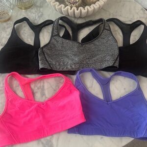 Lot of 5 VSX Sports Bras - Black, Gray, Pink, Purple